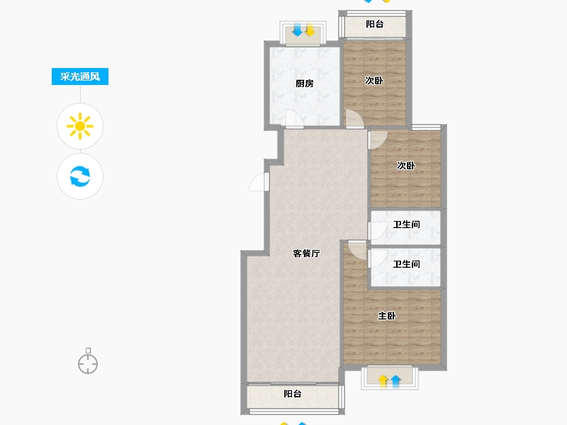 甘肃省-兰州市-陆都花园7号楼-135.00-户型库-采光通风