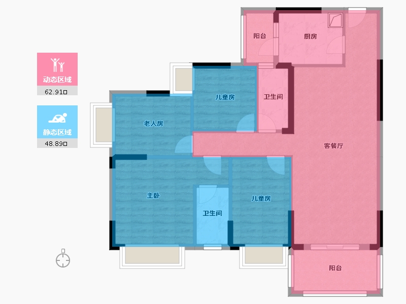 广东省-肇庆市-锦龙凤凰城-104.55-户型库-动静分区