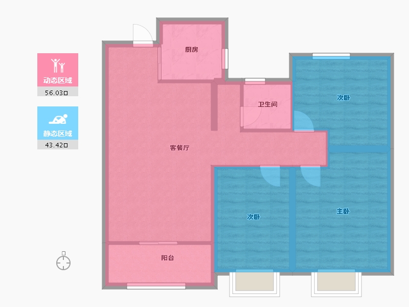 山东省-青岛市-水岸樾园-89.60-户型库-动静分区