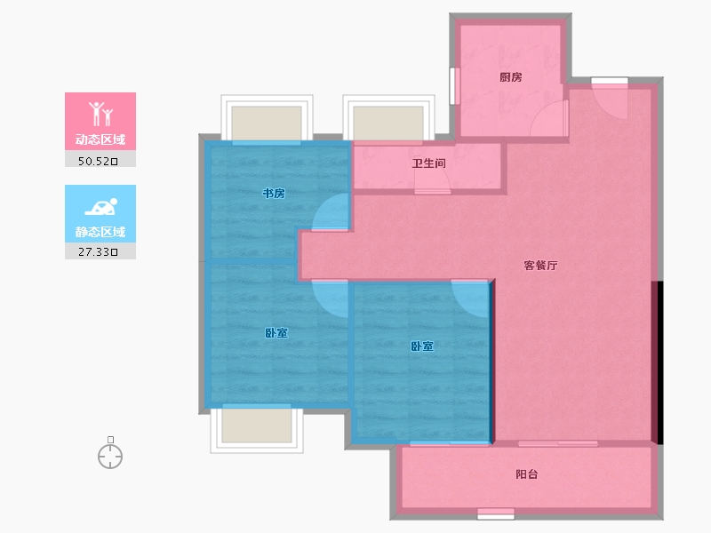 湖北省-武汉市-天创黄金时代-70.68-户型库-动静分区