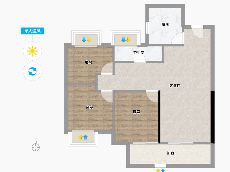 湖北省-武汉市-天创黄金时代-70.68-户型库-采光通风