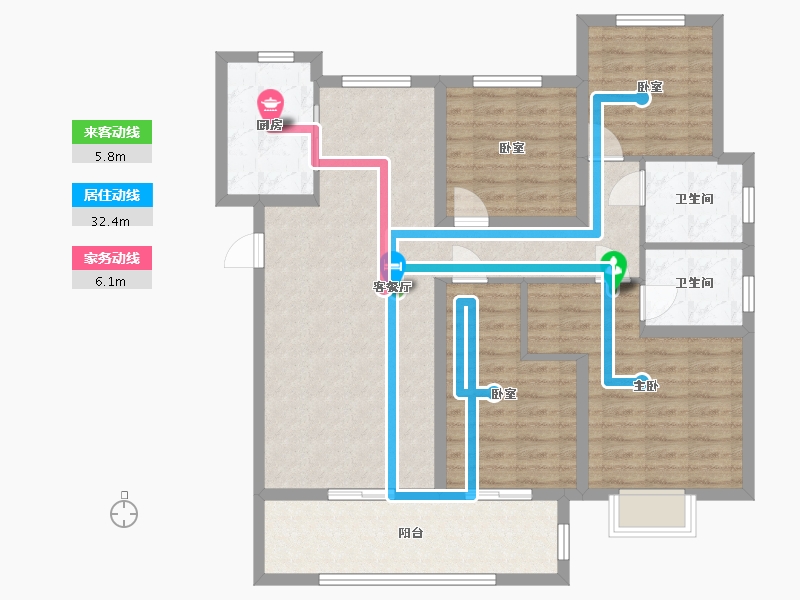 河南省-濮阳市-建业龙城-108.80-户型库-动静线