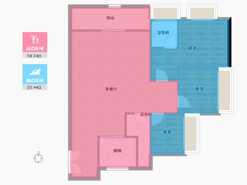 重庆-重庆市-卓越天元-81.02-户型库-动静分区