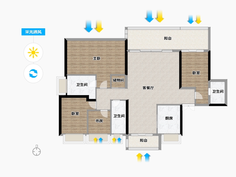 广东省-东莞市-华侨城松湖原岸-155.63-户型库-采光通风