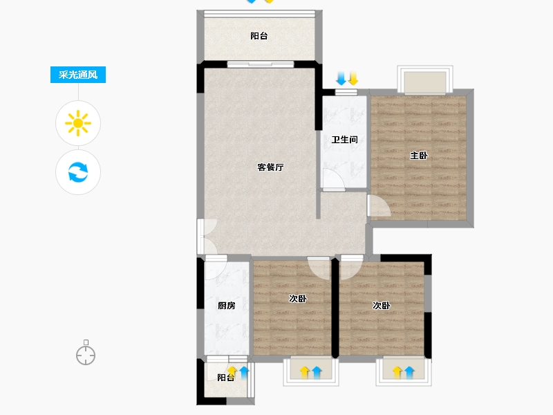 四川省-成都市-川发宽窄慢里-86.65-户型库-采光通风