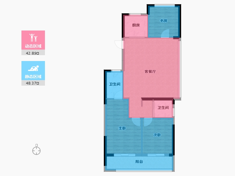 浙江省-杭州市-万科星图光年轩-82.75-户型库-动静分区