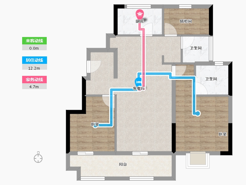 浙江省-宁波市-美的海畔云城-79.29-户型库-动静线