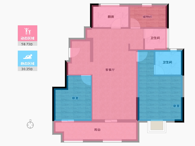 浙江省-宁波市-美的海畔云城-79.29-户型库-动静分区