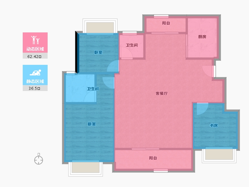 湖北省-武汉市-德信江宸-90.68-户型库-动静分区