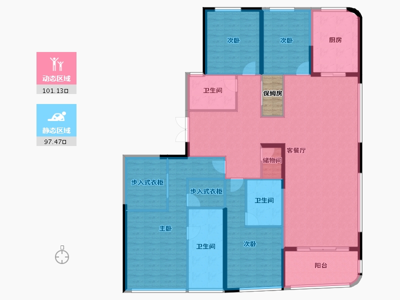 浙江省-杭州市-秦望府-184.49-户型库-动静分区