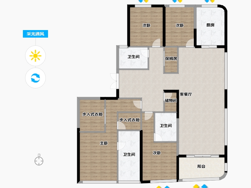 浙江省-杭州市-秦望府-184.49-户型库-采光通风