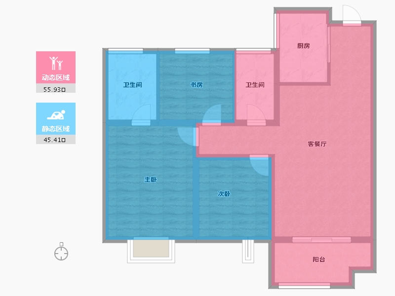 河北省-保定市-金樾万象-90.73-户型库-动静分区