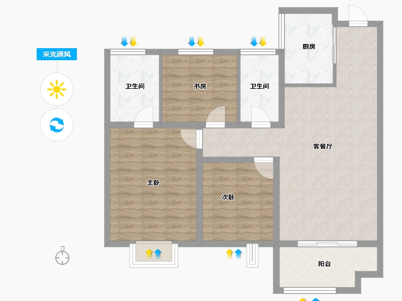 河北省-保定市-金樾万象-90.73-户型库-采光通风