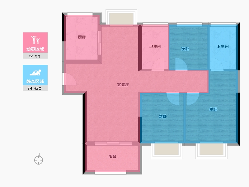 福建省-厦门市-特房樾鸣湾-75.99-户型库-动静分区