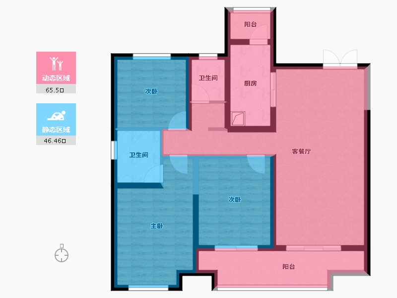 陕西省-西安市-上河雲璟-99.47-户型库-动静分区