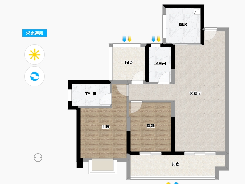 广东省-惠州市-星河冠誉府-81.60-户型库-采光通风