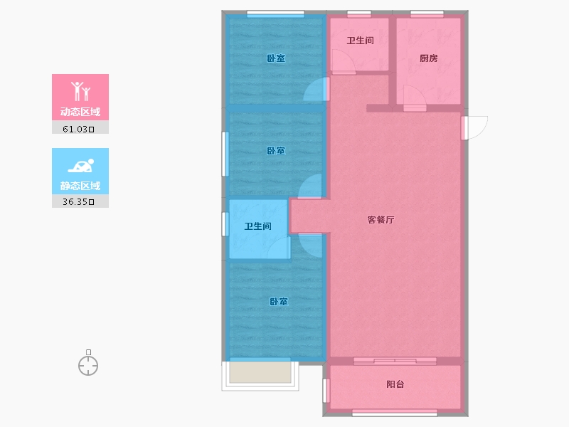 河北省-唐山市-昊和沁园八期-87.20-户型库-动静分区