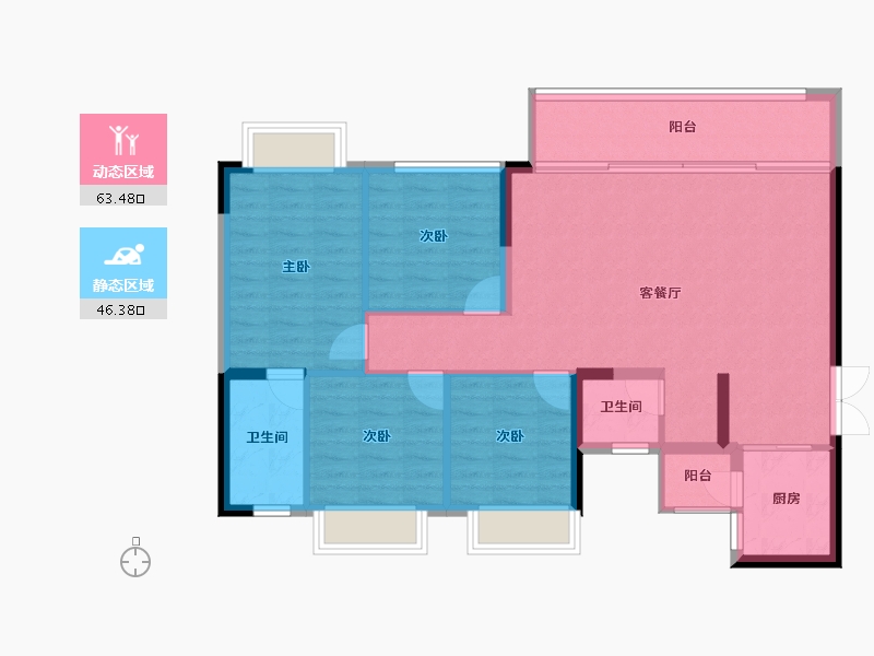 四川省-成都市-望庭学苑-100.03-户型库-动静分区