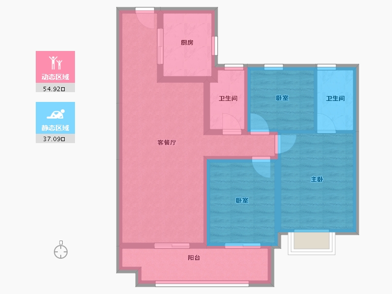 陕西省-西安市-上河雲璟-81.31-户型库-动静分区