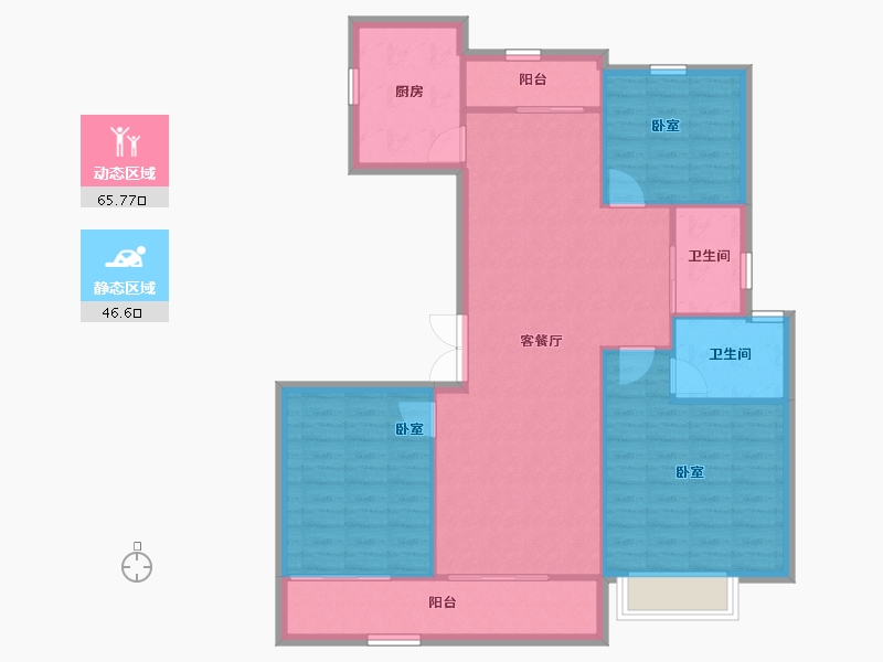 陕西省-西安市-绿城蘭园-103.20-户型库-动静分区