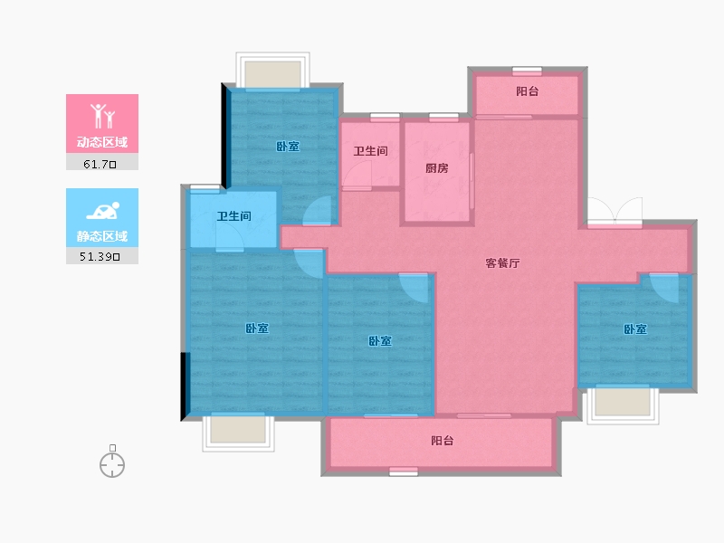 湖北省-武汉市-天创黄金时代-103.30-户型库-动静分区