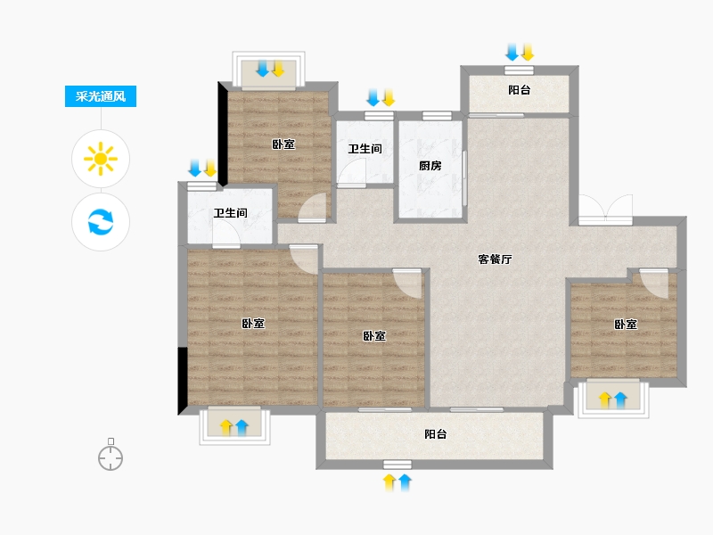 湖北省-武汉市-天创黄金时代-103.30-户型库-采光通风