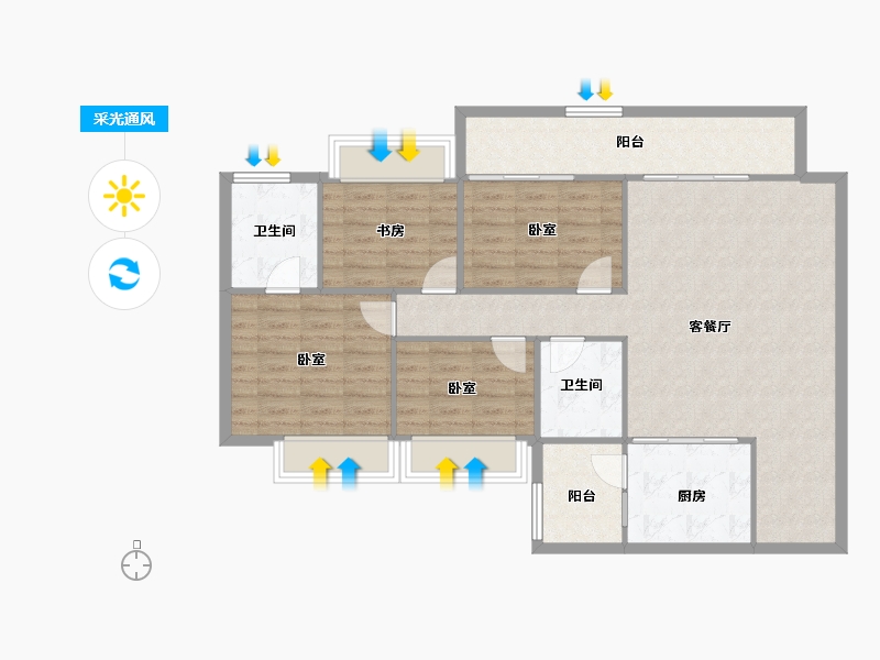 重庆-重庆市-保利和光尘樾-102.67-户型库-采光通风