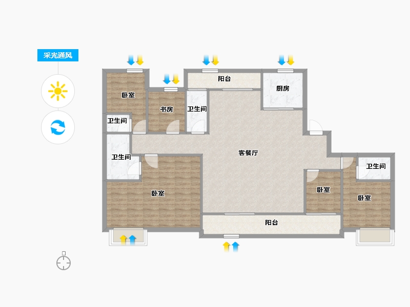 湖南省-长沙市-中建钰山湖-129.05-户型库-采光通风