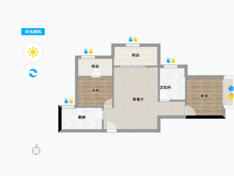 河南省-郑州市-万华城-56.66-户型库-采光通风