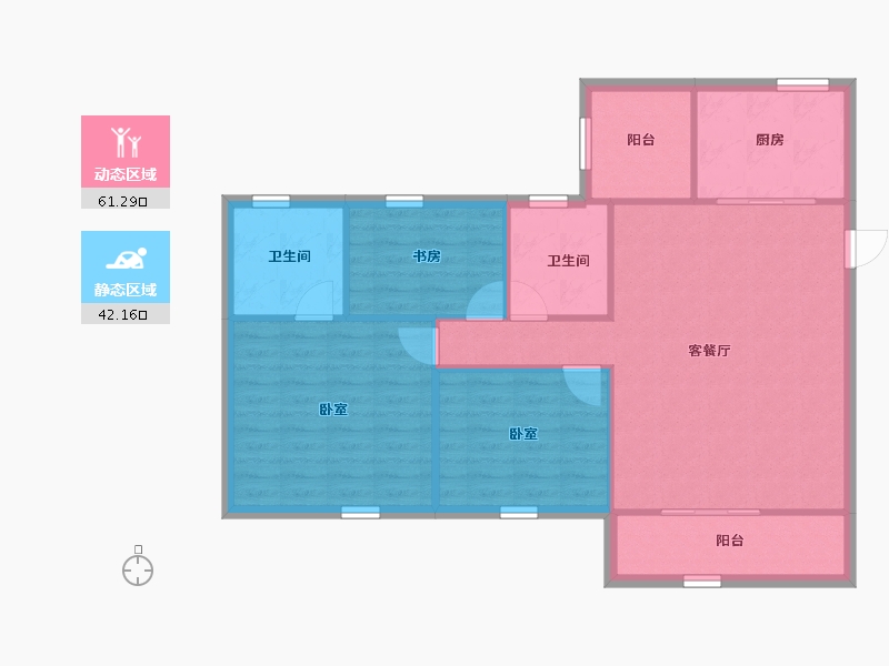 陕西省-西安市-滨江翡翠城-94.68-户型库-动静分区