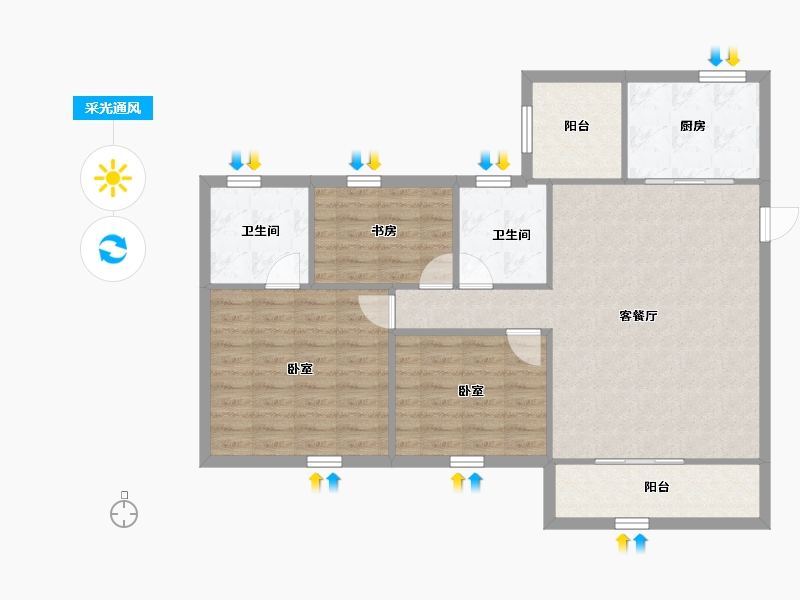 陕西省-西安市-滨江翡翠城-94.68-户型库-采光通风