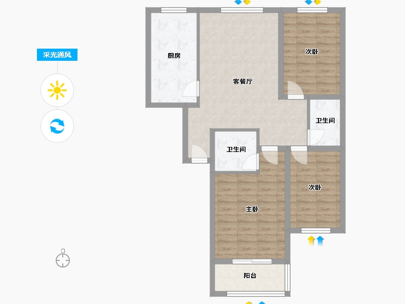 山西省-太原市-墨玉花园-90.00-户型库-采光通风