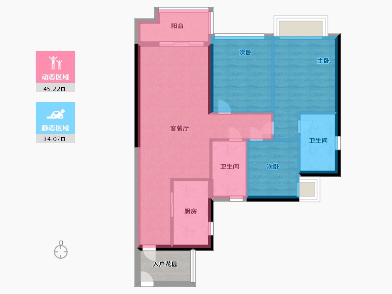 广东省-广州市-万科黄埔新城-74.39-户型库-动静分区