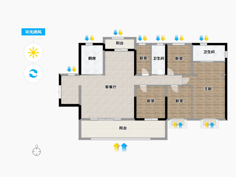 广东省-佛山市-保利三龙湾天珺-156.96-户型库-采光通风