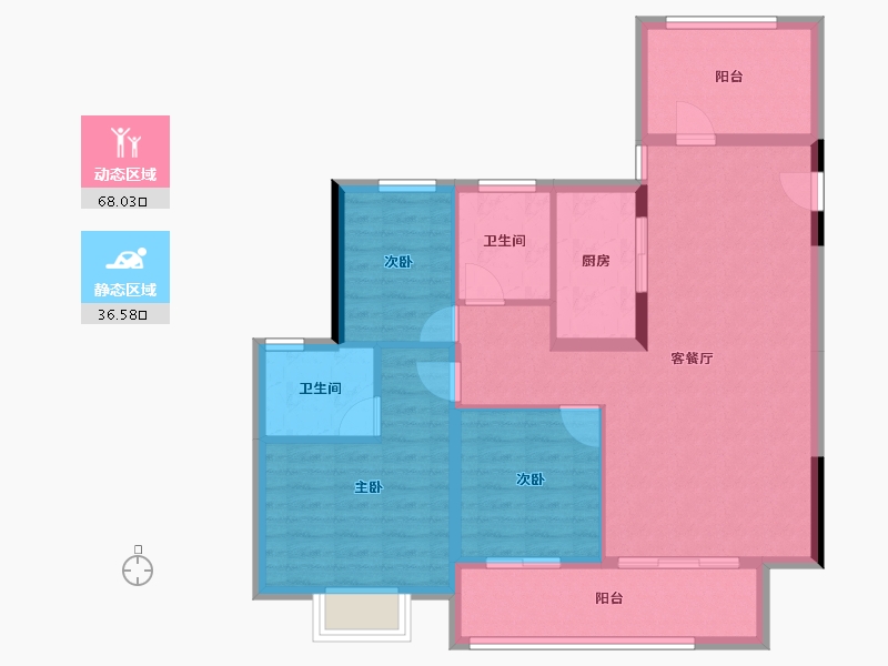 广东省-惠州市-碧桂园天熹-94.25-户型库-动静分区