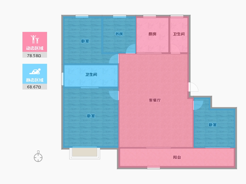 浙江省-金华市-滨江建杭坤和望品-136.86-户型库-动静分区