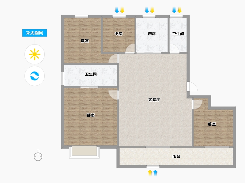 浙江省-金华市-滨江建杭坤和望品-136.86-户型库-采光通风