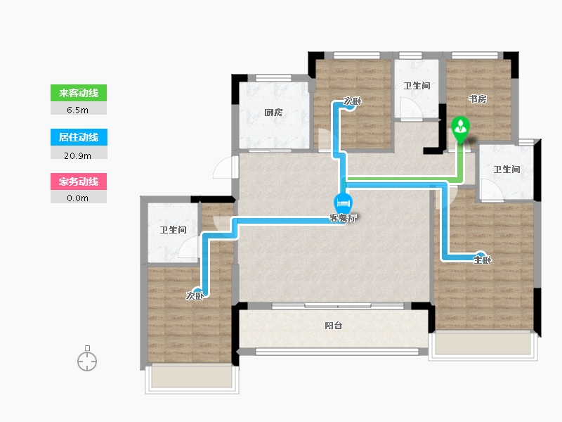 浙江省-杭州市-叠潮雅庭-109.48-户型库-动静线