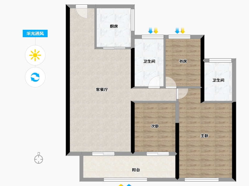 甘肃省-兰州市-绿城·兰州诚园-101.36-户型库-采光通风