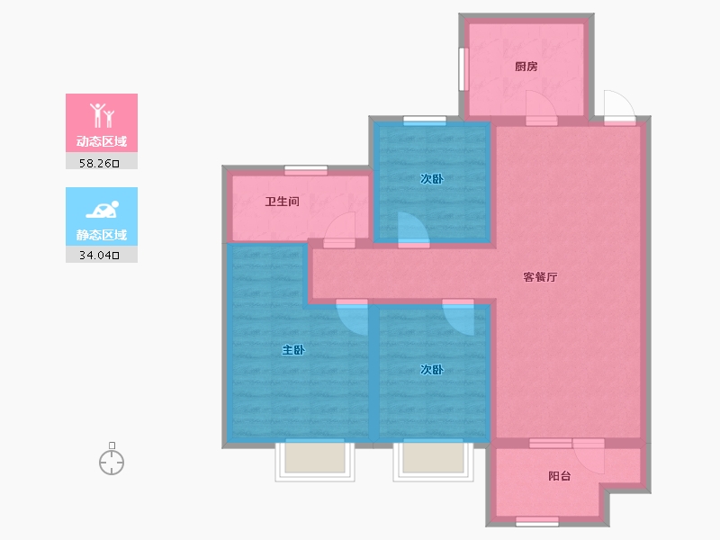 山东省-青岛市-海信九麓府-81.34-户型库-动静分区