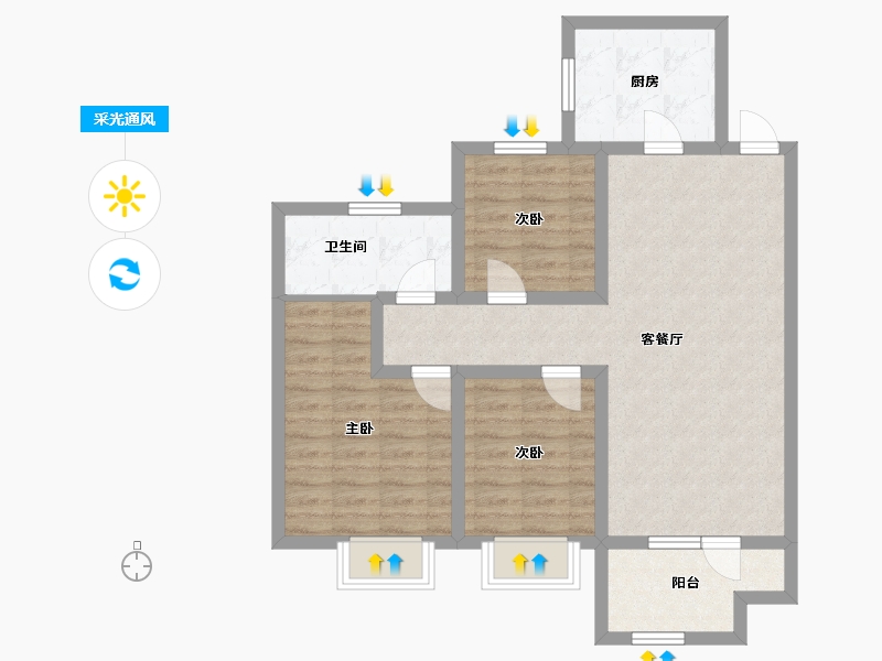 山东省-青岛市-海信九麓府-81.34-户型库-采光通风