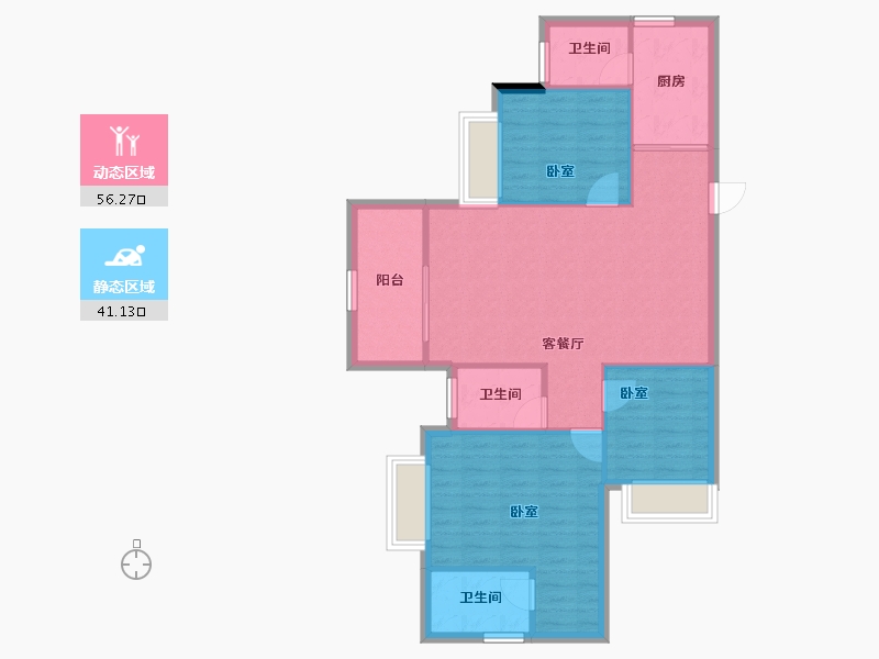 云南省-昆明市-邦泰花园城-88.78-户型库-动静分区