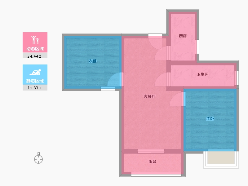 陕西省-咸阳市-亨星锦秀城-73.55-户型库-动静分区