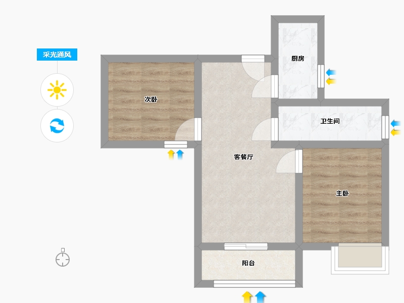 陕西省-咸阳市-亨星锦秀城-73.55-户型库-采光通风