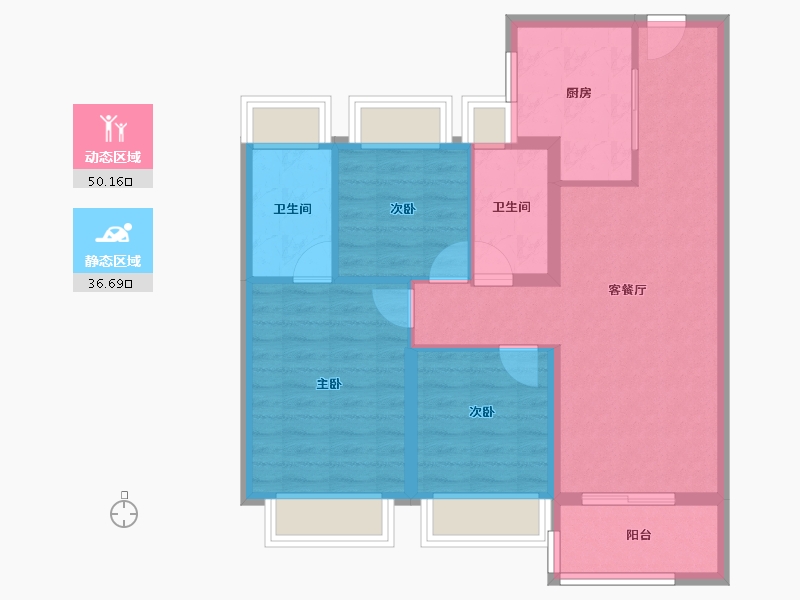 上海-上海市-保利明玥宸光-77.60-户型库-动静分区