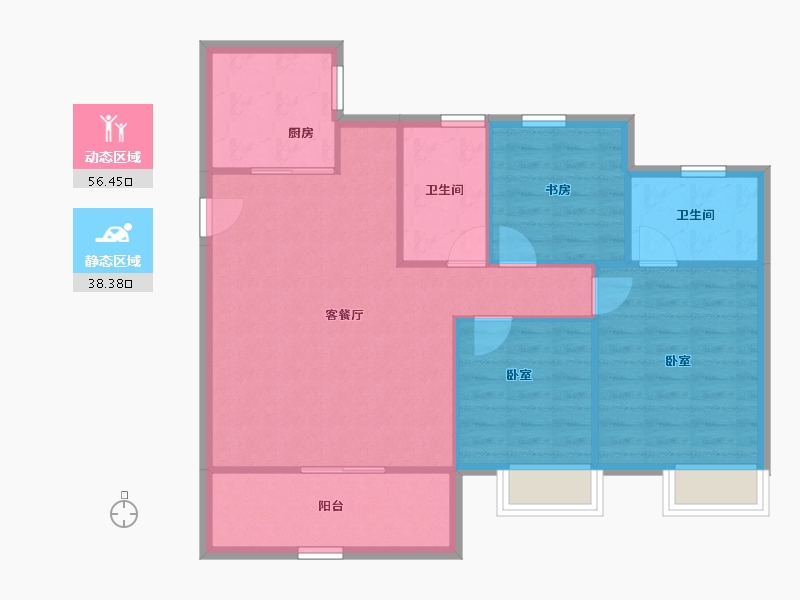 江苏省-南京市-颐居华发颐和四季府-86.68-户型库-动静分区