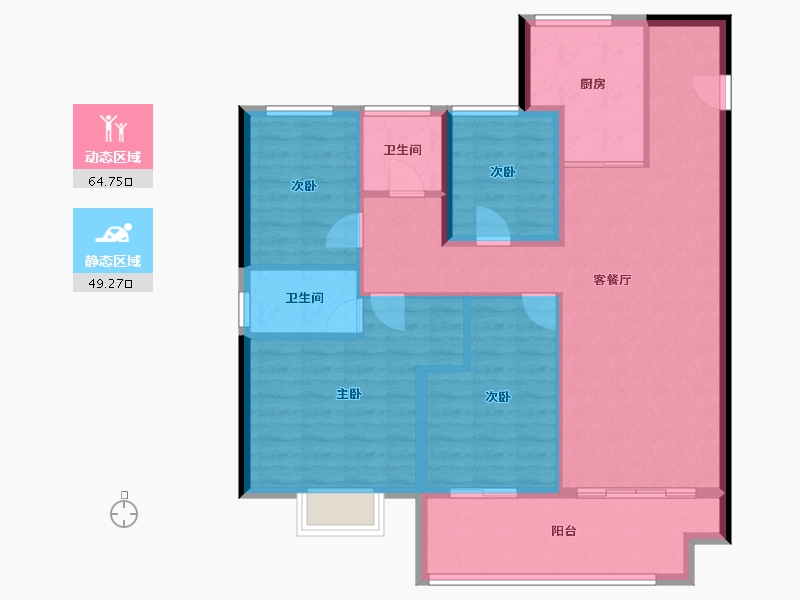 浙江省-宁波市-海伦堡·沁栖雅苑-102.87-户型库-动静分区