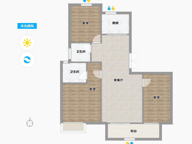 河北省-廊坊市-中交·上和苑-90.85-户型库-采光通风