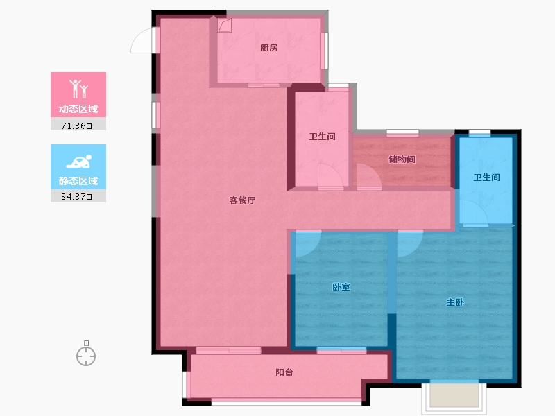 浙江省-宁波市-美的海畔云城-94.42-户型库-动静分区