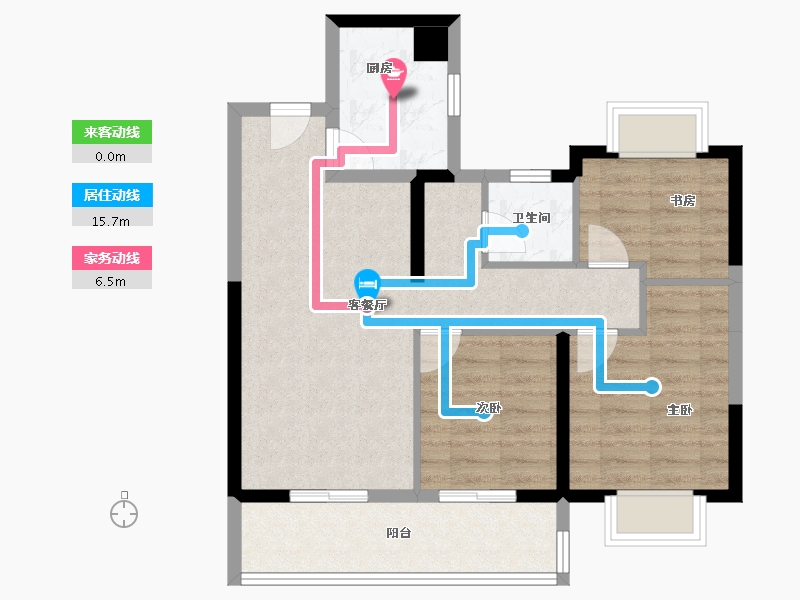 江苏省-南京市-龙光·下关城开·玖荣府-71.20-户型库-动静线